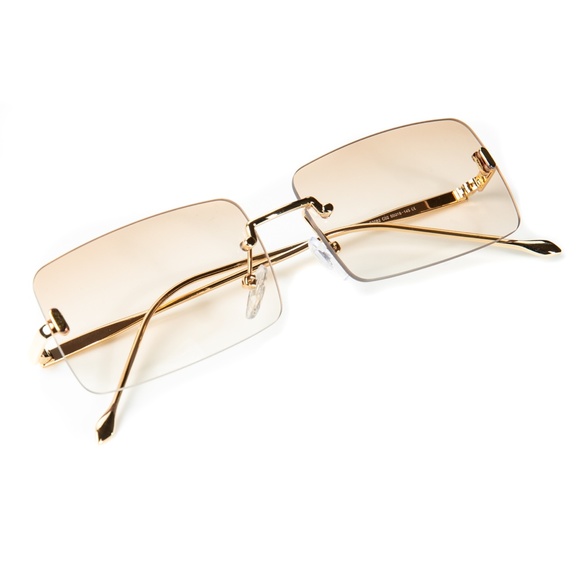 Apricot Pink Gradient Tint Rimless Sunglasses - Picture 2 of 6